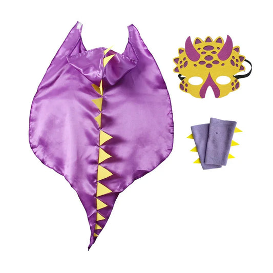 Boys & Girls Dinosaur Cape Dragon Hooded Cloak – Kids Halloween & Christmas Fancy Dress Costume with Mask
