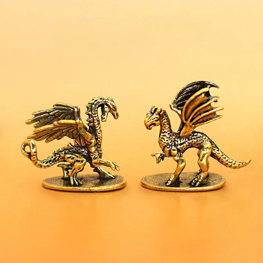 Retro Brass Mini Flying Dragon Figurine – Solid Brass Pterosaur Desk Decoration & Ornament