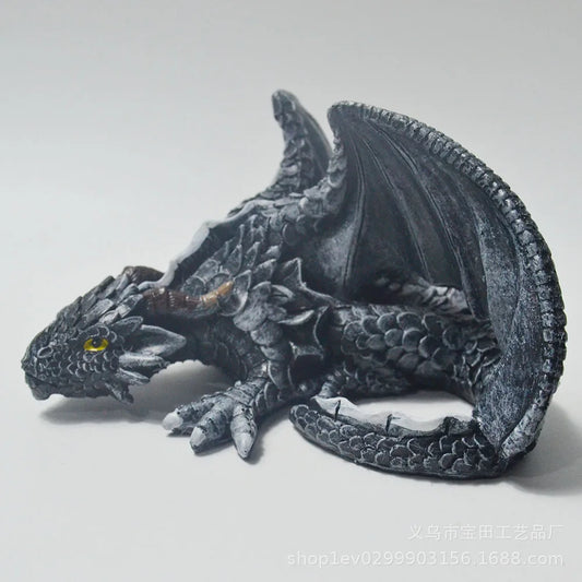 Garden Big Squatting Dragon Sculpture – Guardian Statue for Outdoor, Halloween & Gothic Home Decor