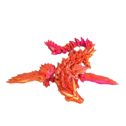 1 PC 3D Printed Crystal Flying Dragon – Winged Joint Movable Divine Dragon Ornament (20cm/45cm)