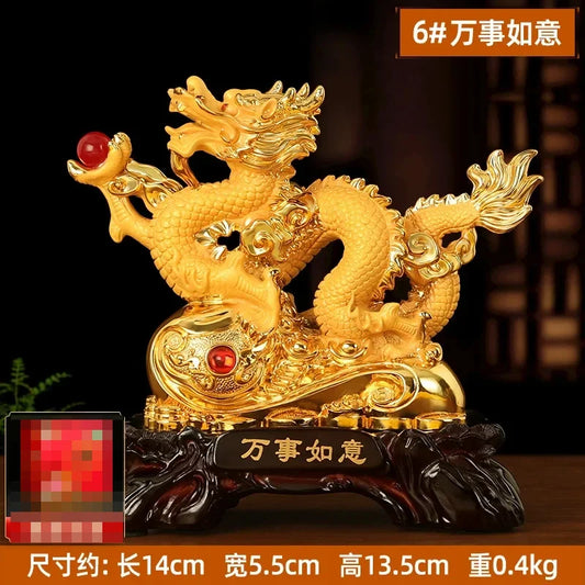 Resin Dragon Ornament – Feng Shui Wealth-Attracting Home Decoration & Gift