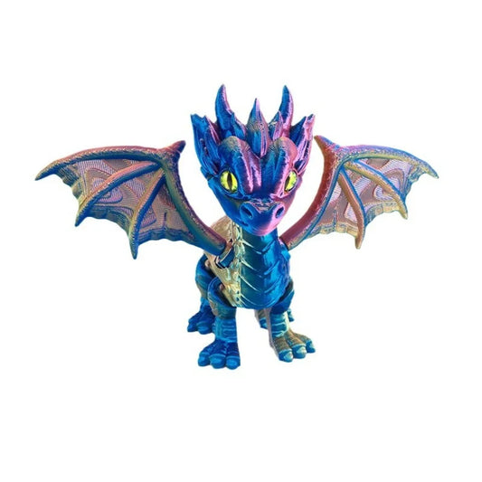3D Printed Articulated Western Dragon – Retractable Wings & Tail Fidget Desktop Ornament