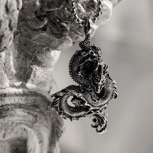 Punk Goth Dragon Pendant Necklace