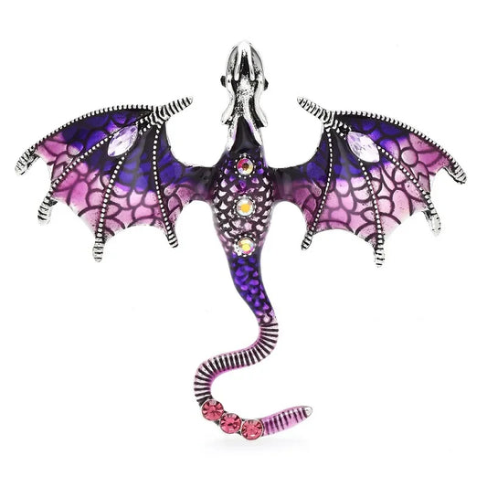 Wuli&baby Enamel Dragon Brooches for Women & Men – 6-Color Rhinestone Flying Legend Animal Pins