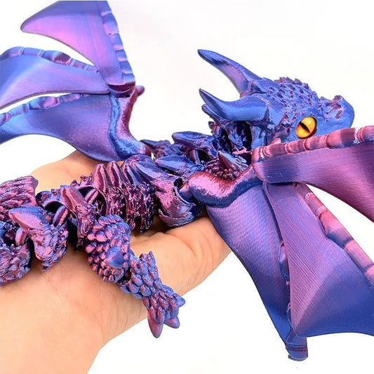 3D Printed Winged Carriage Dragon Figurine with Random Eyes & Art Deco Resin Dragon Sculpture – Tabletop Animal Theme Deco 1PC 2025