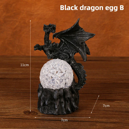 Dragon Egg Resin Ornament with LED Light – Halloween & Home Decoration Night Light Sculpture