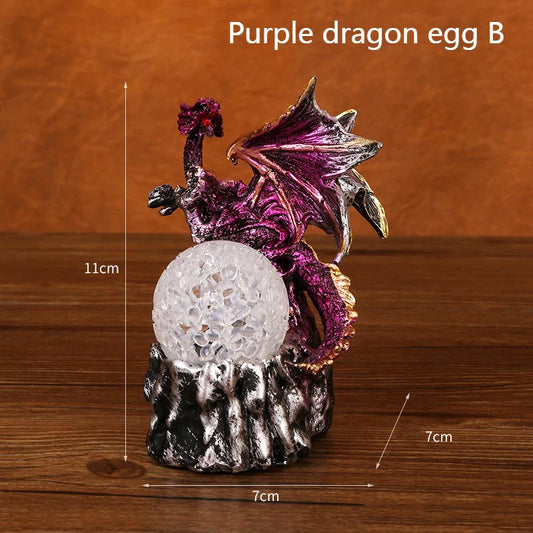 Dragon Egg Resin Ornament with LED Light – Halloween & Home Decoration Night Light Sculpture