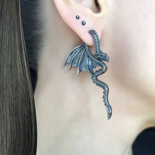 Dragon Front-Back Earrings – Stainless Steel Gothic Dragon Ear Jacket Jewelry
