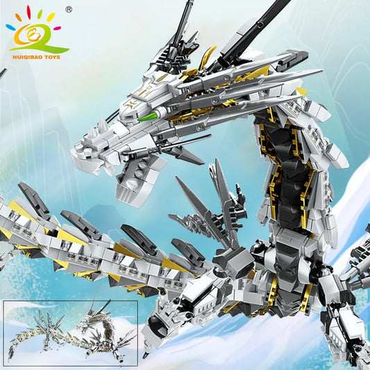 HUIQIBAO 1485PCS White Dragon Building Blocks – Movie Series Educational Construction Toy for Kids & Friends