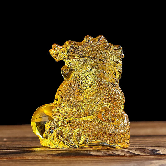 Colorful Glazed Chinese Dragon Miniature Ornament – Home Figurine, Paperweight & Feng Shui Desk Decoration