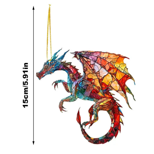 Fantasy Dragon Sun Catcher – Stained Acrylic Pendant for Windows & Car Interior Décor