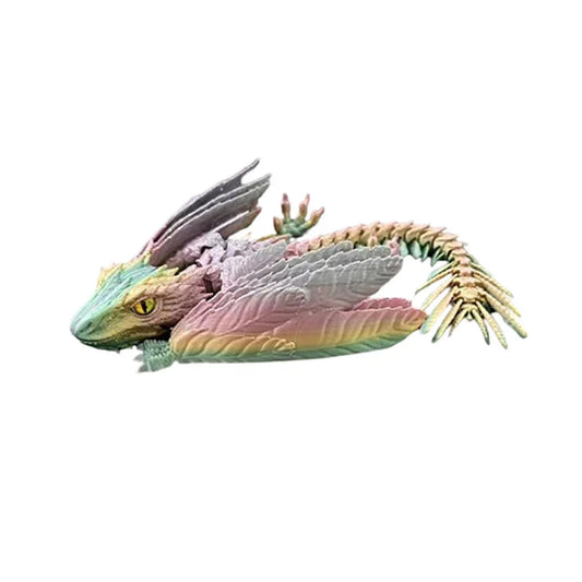3D Printed Feathered Wyvern Dragon – Articulated Fidget Toy & Home Office Decor