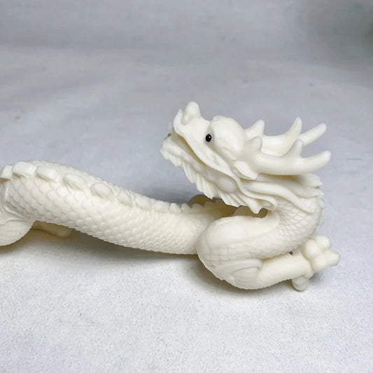 Little White Dragon Mascot Decorative Statue – Resin Chinese God Beast Sculpture for Home, Office, Car & Feng Shui