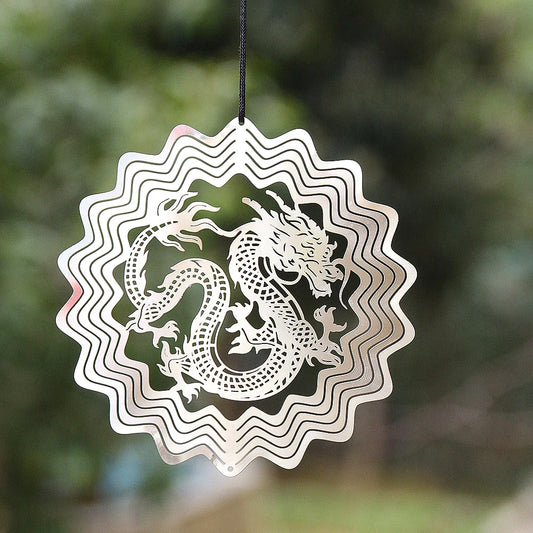 Dragon Sublimation Wind Spinner – Metal Rotating Hanging Decoration & Feng Shui Wind Catcher