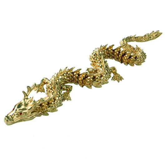 3D Printed Articulated Chinese Dragon – Flexible Realistic Ornament & Toy Model for Home or Office Décor