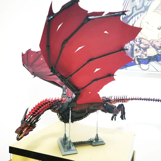 1889PCS Dragon Smaug Building Blocks – Fire Breathing Dragon Animal Model Toy for Kids Christmas Gifts