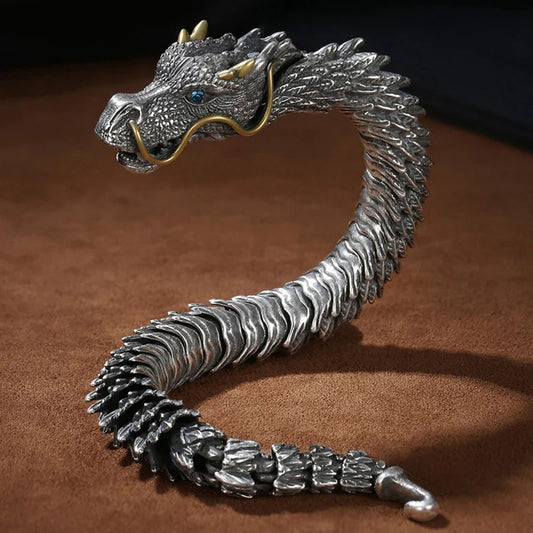 Traditional Tibetan Buddhism Dragon Bracelet – Domineering Dragon Scales Bangle Amulet for Men & Women