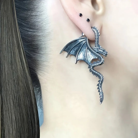 Dragon Front-Back Earrings – Stainless Steel Gothic Dragon Ear Jacket Jewelry