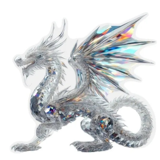 Acrylic White Crystal Dragon Statue – 2D Flat Figurine for Home & Office Decor
