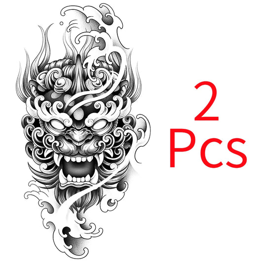 Demon Mask Waterproof Temporary Tattoo Sticker – Realistic Semi-Permanent Body Art (Lasts 1–2 Weeks)