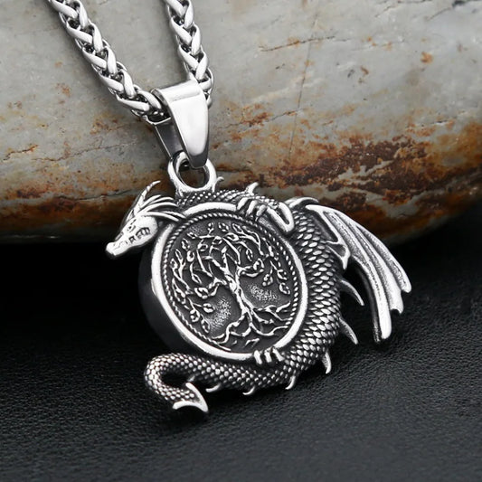 Viking Tree of Life with Dragon Pendant
