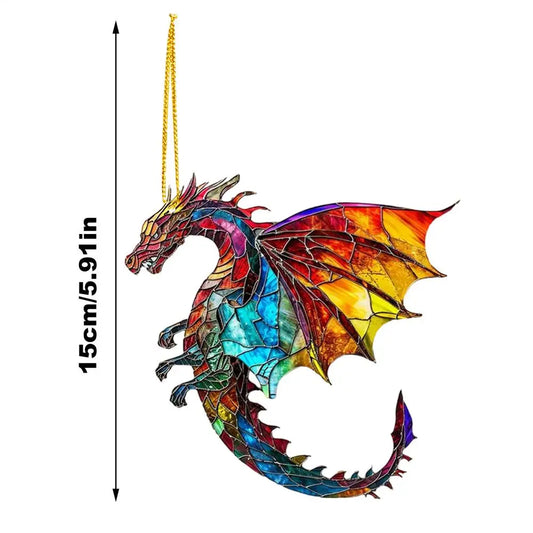 Fantasy Dragon Sun Catcher – Stained Acrylic Pendant for Windows & Car Interior Décor