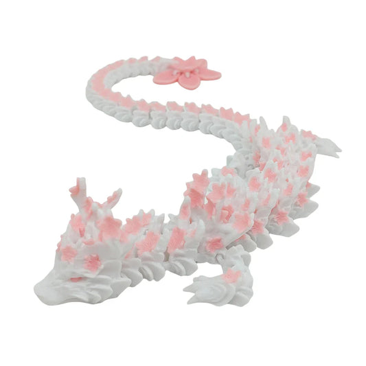 3D Printed Crystal Articulated Dragon – Cherry Blossom Dragon Fidget Toy & Home Office Decor
