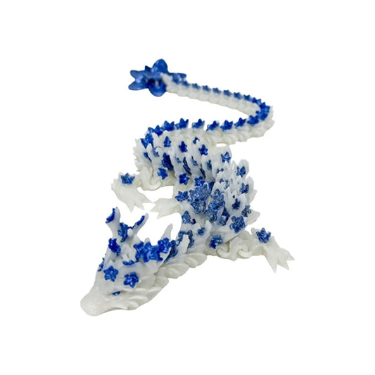 Articulated 3D Printed Dragon Desktop Decoration – Flexible Movable Luminous Chinese Loong Action Figure