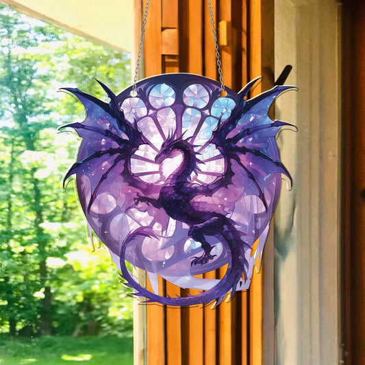 Magic Dragon Acrylic Hanging Decoration – Stained Glass Effect Suncatcher, Gothic Window Art for Home & Party Decor