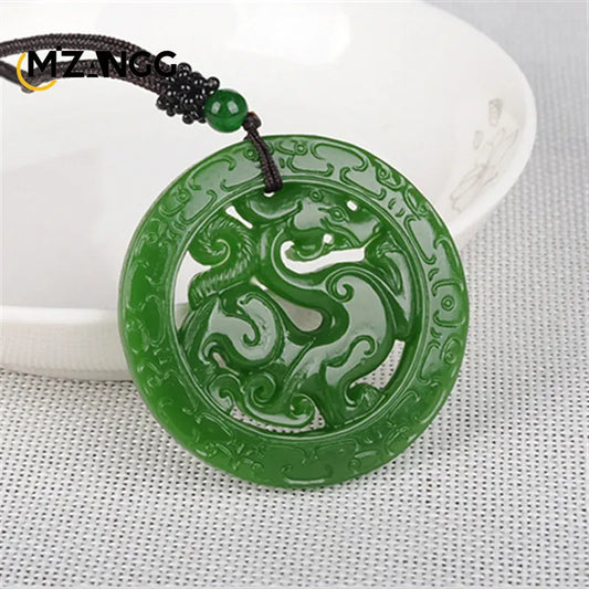 Natural Hetian Jasper Dragon Pendant