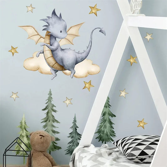 Cute Flying Dragon Forest Wall Stickers
