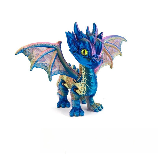 3D Printed Articulated Western Dragon – Retractable Wings & Tail Fidget Desktop Ornament