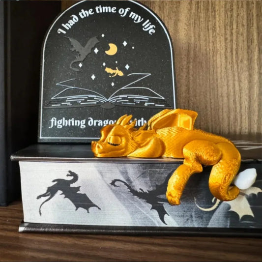 New Sleeping Dragon Bookshelf Decoration – 3D Printed Fantasy Dragon Statue for Book Lovers