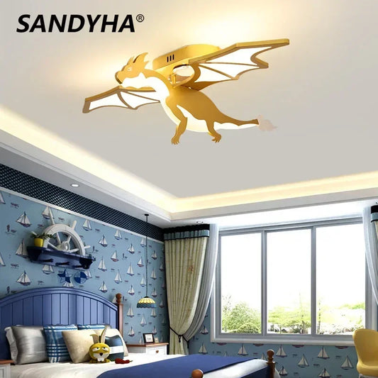 SANDYHA Modern Golden Dragon LED Ceiling Lamp
