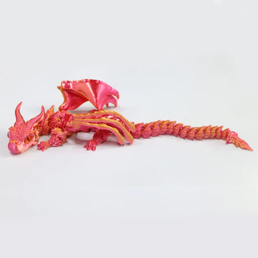 3D Printed Winged Dragon Figurine with Art Deco Resin Sculpture – Tabletop Animal Theme Decor