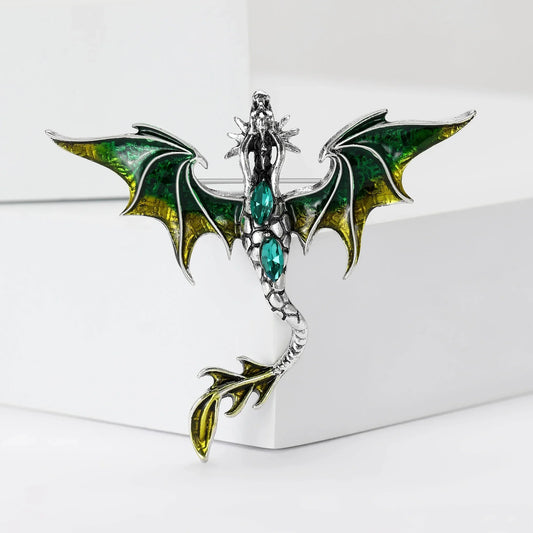Popular Enamel Dragon Pins – Unisex Rhinestone Flying Dragon Brooch for Clothes & Accessories