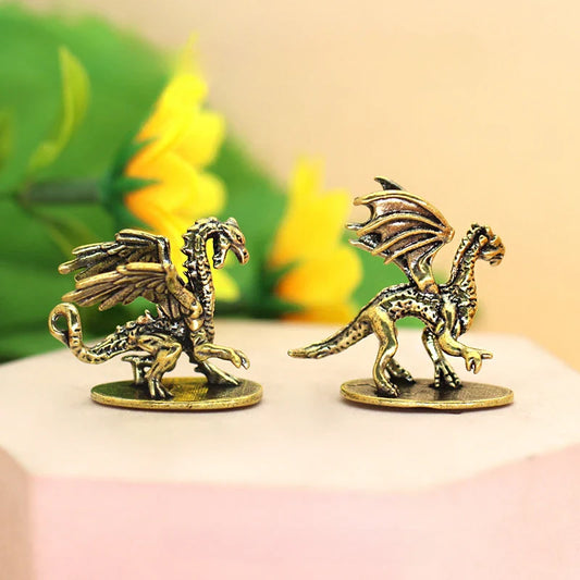 Retro Brass Mini Flying Dragon Figurine – Solid Brass Pterosaur Desk Decoration & Ornament