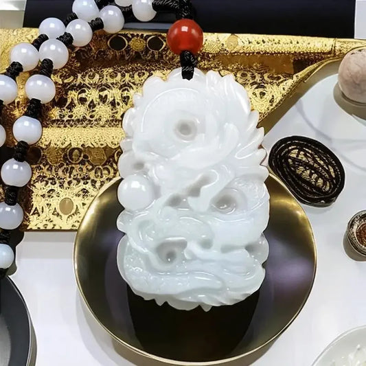 Real Jade Dragon Pendant Necklace – Natural Gemstone Amulet for Men | Luxury Charm Jewelry Gift