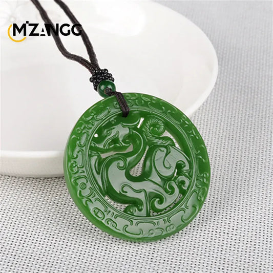 Natural Hetian Jasper Dragon Pendant