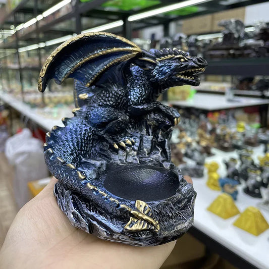 Giant Dragon Guardian on Crystal Ball Figurine – Retro Display Ornament for Office, Desk & Cabinet Decor
