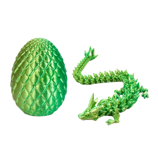 3D Printed Dragon Egg Gift Set – Fully Articulated Crystal Dragon Collectible with Gemstone Ornament | Home Decor Figurine