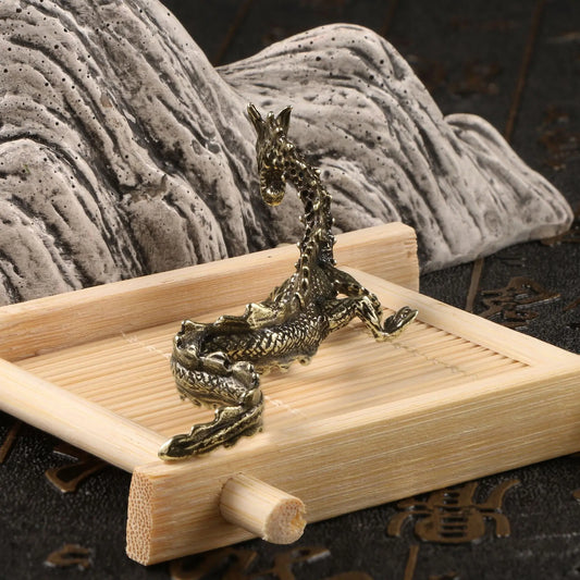 2024 Chinese Zodiac Sign Dragon Flying Desk Decoration – Bronze Antique Tea Pet & Collectible Craft