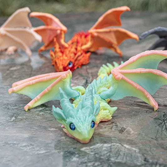 3D Printed Flying Dragon – Full Body Movable Joint Fidget Toy & Desktop Ornament