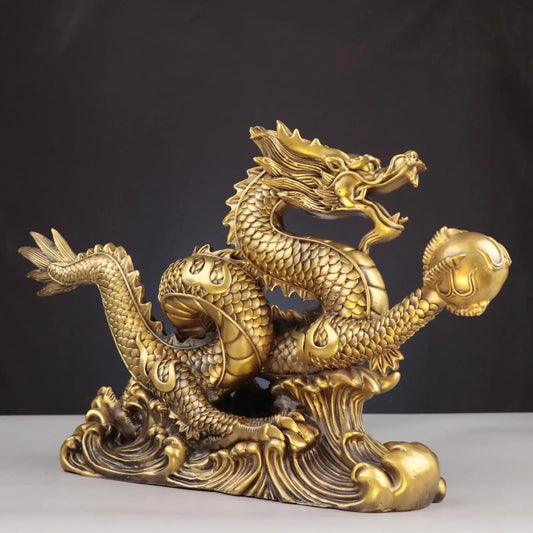 Feng Shui Dragon Statue – Good Luck Gift & Prosperity Tabletop Decor for Home & Office