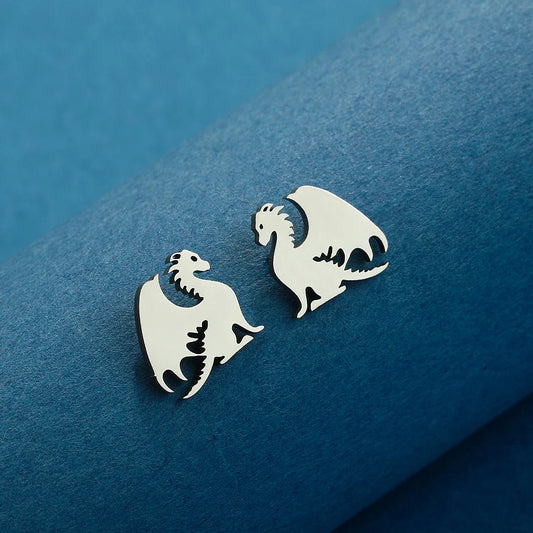 Kinitial Stainless Steel Dragon Earrings