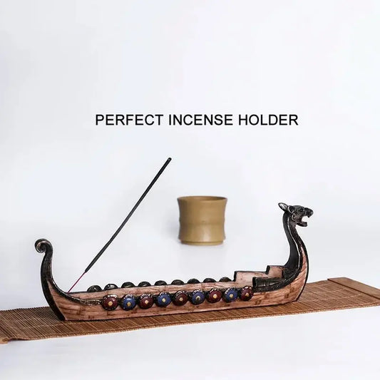 Creative Chinese Traditional Dragon Boat Statue Incense Holder – Resin Decoration Ornament for Home & Office