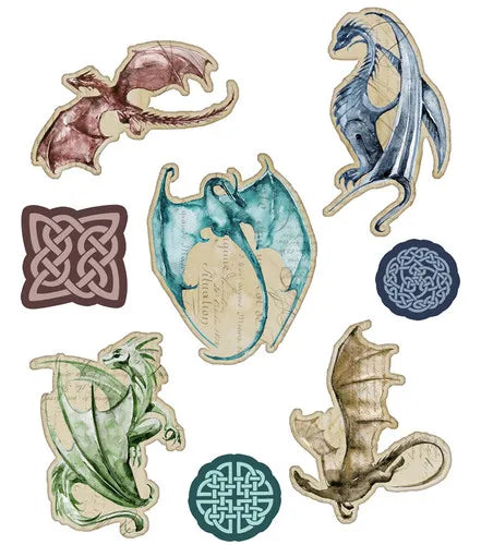 1 Pack Vintage Medieval Wizards and Dragons Stickers