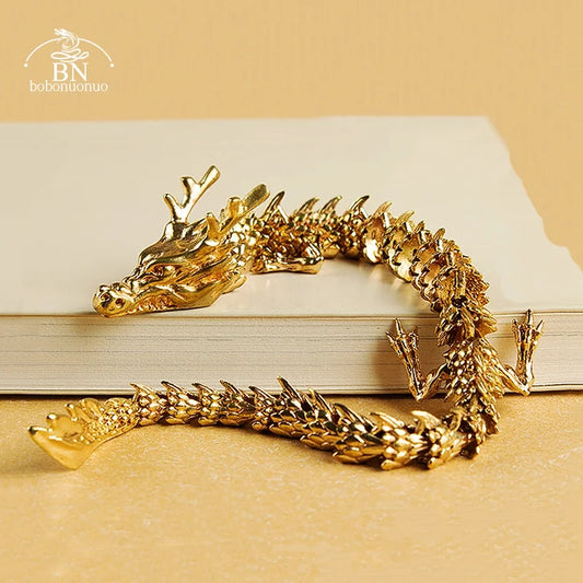 22.5cm 60g 3D Dragon Statue Ornament – Moveable Jointed Brass Zodiac Animal Decoration