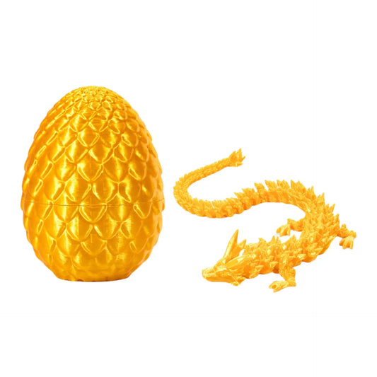 3D Printed Dragon Egg Gift Set – Fully Articulated Crystal Dragon Collectible with Gemstone Ornament | Home Decor Figurine