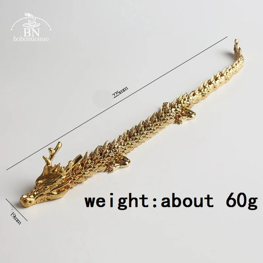 22.5cm 60g 3D Dragon Statue Ornament – Moveable Jointed Brass Zodiac Animal Decoration